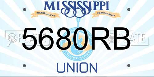 5680RB Mississippi License Plate