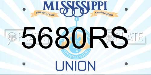 5680RS Mississippi License Plate