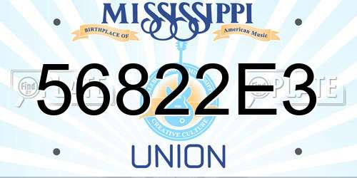 56822E3 Mississippi License Plate