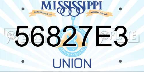 56827E3 Mississippi License Plate