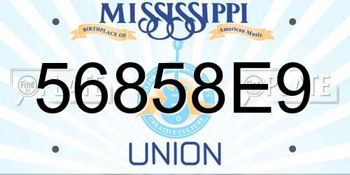 56858E9 Mississippi License Plate