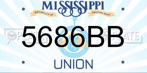 5686BB Mississippi License Plate