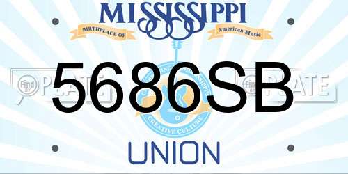 5686SB Mississippi License Plate