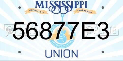 56877E3 Mississippi License Plate