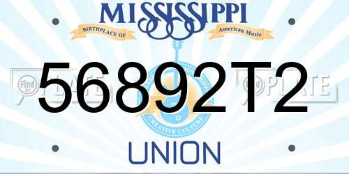 56892T2 Mississippi License Plate