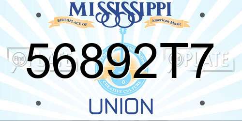 56892T7 Mississippi License Plate
