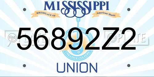 56892Z2 Mississippi License Plate