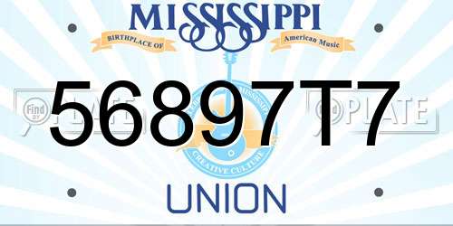 56897T7 Mississippi License Plate