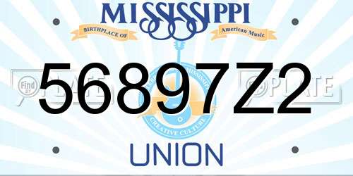 56897Z2 Mississippi License Plate