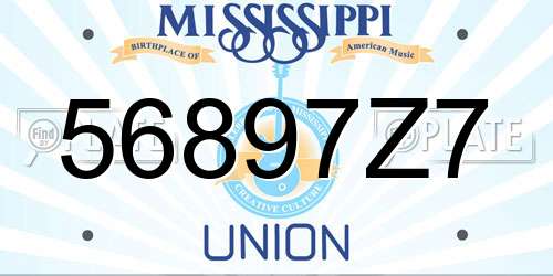 56897Z7 Mississippi License Plate