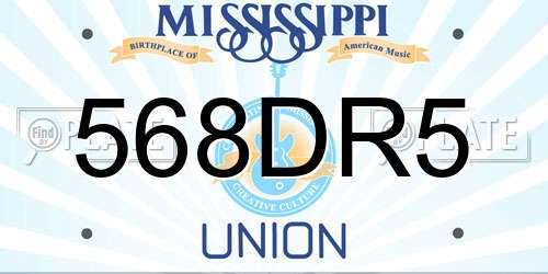 568DR5 Mississippi License Plate