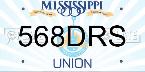 568DRS Mississippi License Plate