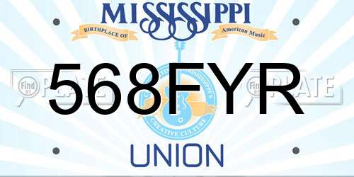 568FYR Mississippi License Plate