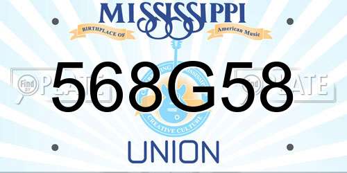 568G58 Mississippi License Plate