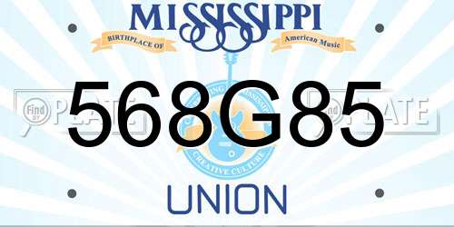 568G85 Mississippi License Plate