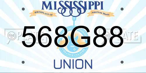 568G88 Mississippi License Plate