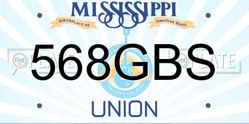 568GBS Mississippi License Plate