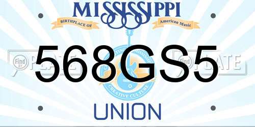 568GS5 Mississippi License Plate