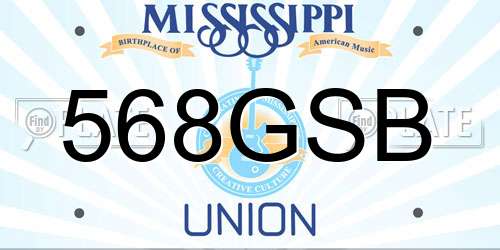 568GSB Mississippi License Plate
