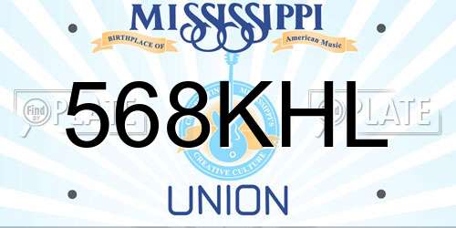 568KHL Mississippi License Plate