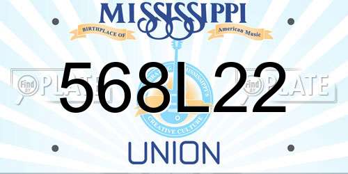 568L22 Mississippi License Plate