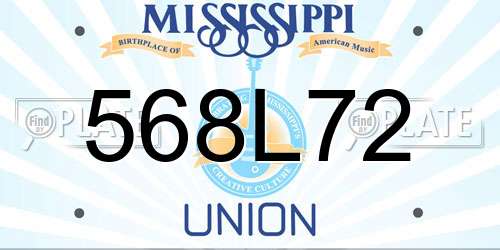 568L72 Mississippi License Plate