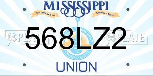 568LZ2 Mississippi License Plate