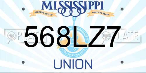 568LZ7 Mississippi License Plate