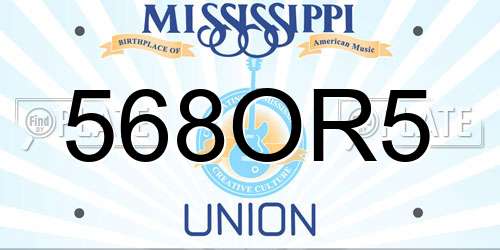 568OR5 Mississippi License Plate