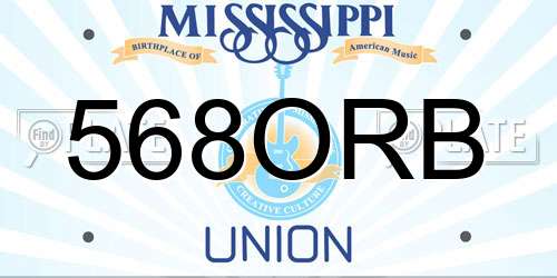 568ORB Mississippi License Plate
