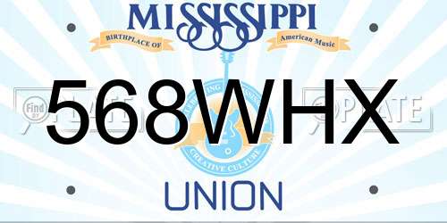 568WHX Mississippi License Plate
