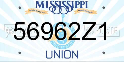 56962Z1 Mississippi License Plate