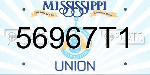 56967T1 Mississippi License Plate