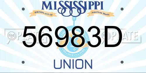 56983D Mississippi License Plate