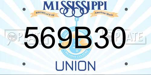 569B30 Mississippi License Plate