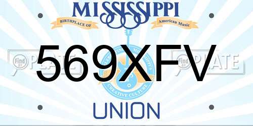 569XFV Mississippi License Plate