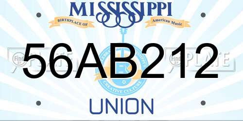 56AB212 Mississippi License Plate
