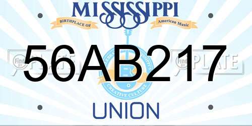 56AB217 Mississippi License Plate