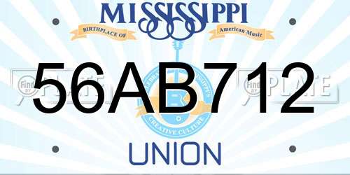 56AB712 Mississippi License Plate
