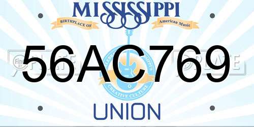 56AC769 Mississippi License Plate
