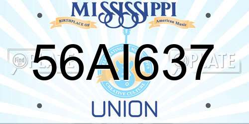 56AI637 Mississippi License Plate