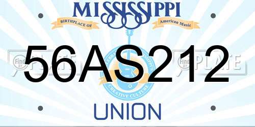 56AS212 Mississippi License Plate