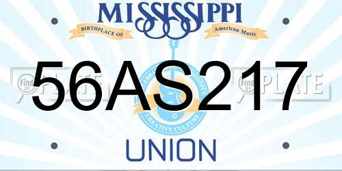 56AS217 Mississippi License Plate