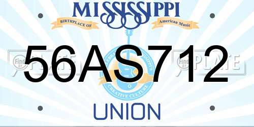 56AS712 Mississippi License Plate