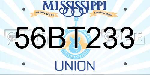 56BT233 Mississippi License Plate