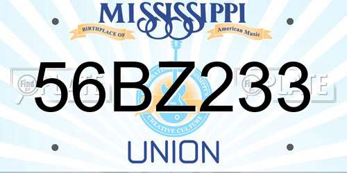56BZ233 Mississippi License Plate