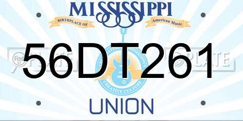 56DT261 Mississippi License Plate