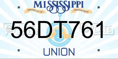 56DT761 Mississippi License Plate