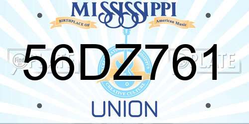 56DZ761 Mississippi License Plate