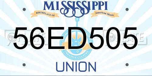 56ED505 Mississippi License Plate